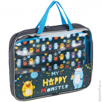 Папка с ручками А4 ArtSpace "Happy Monster", полиэстер, на молнии, 50мм Папка с ручками А4 ArtSpace "Happy Monster", полиэстер, на молнии, 50мм