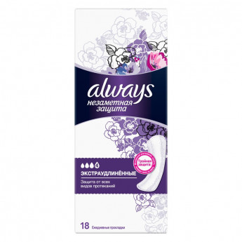Ппрокладки женские ежедневные Always "Незаметная защита", экстраудлиненные, 18 шт., комплект 18 шт