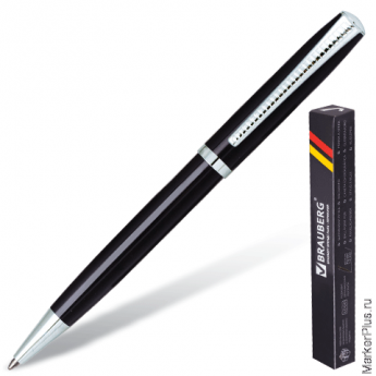Ручка подарочная шариковая BRAUBERG 'Cayman Black', корпус черный, узел 1 мм, линия письма 0,7 мм, синяя, 141410