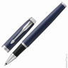 Ручка-роллер PARKER "IM Core Matte Blue CT", корпус т-синий, латунь, матовый лак, хромированное покрытие деталей, 1931661, черная