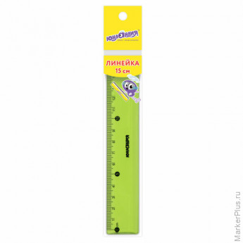 Линейка пластиковая 15 см ЮНЛАНДИЯ "Color", тонированная, ассорти, 210752