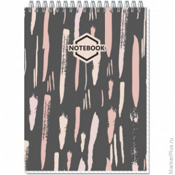 Блокнот А5,80л,клетка,метал.гребень,цв.обложка Стильный Офис 2737 в ассорти