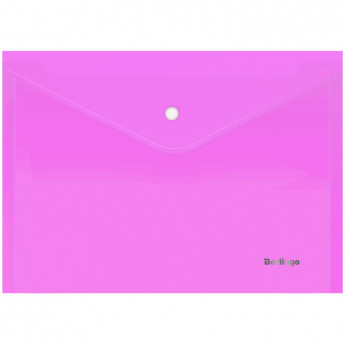 Папка-конверт на кнопке Berlingo "Starlight", А4, 180мкм, прозрачная розовая, индив. ШК 10 шт/в уп