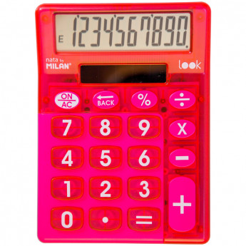 Калькулятор настольный 10 разрядов, 145*106*21 мм, красн прозрач, блистер с европод