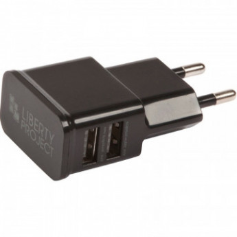 Зарядное устройство сетевое, 2 USB, 2.1А, LP, черный, 0L-00030218