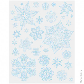 Новогоднее оконное украшение "Снежинки голубые" 30*38 см