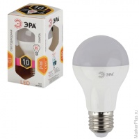 Лампа светодиодная ЭРА, 10 (75) Вт, цоколь E27, грушевидная, теплый белый свет, 25000 ч., LED smdA60