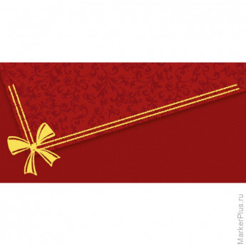 Конверт для денег Без названия!,10шт/уп бордо с золотым тиснением 1522-05, комплект 10 шт