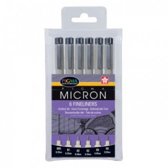 Набор пишущих принадл. линеров Sacura Pigma Micron 6шт черный PO(XSDK-6), комплект 6 шт