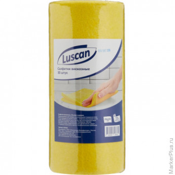 Салфетки Luscan с перфорацией вискоза 90 г/м2 25х25 см 30 листов, рулон
