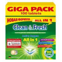 Таблетки для ПММ Clean&Fresh Allin1 (giga) 100шт/уп, комплект 100 шт