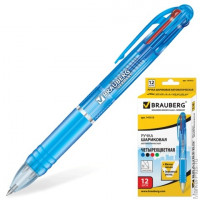 Ручка шариковая BRAUBERG 'Spectrum' автоматическая, 4 цвета, корпус синий тониров., син., чер., крас., зел., 141513