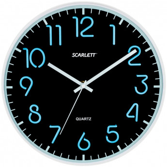 Часы настенные ход плавный, офисные Scarlett SC-WC1007O, круглые, 30,5*30,5*4,6, белая рамка
