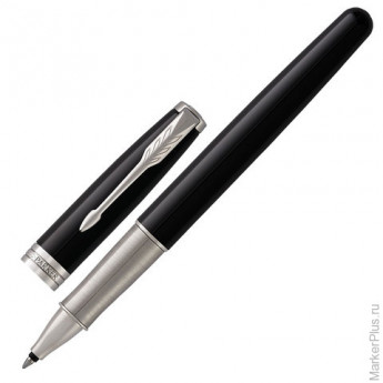 Ручка-роллер PARKER "Sonnet Lacquer CT", корпус черный лак, латунь, палладиевое покрытие деталей, 1948081, черная