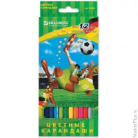 Карандаши цветные BRAUBERG 'Football match', 12 цветов, заточенные, картонная упаковка, 180534