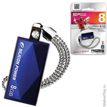 Флэш-диск 8 GB, SILICON POWER Touch 810, USB 2.0, синий, SP008GBUF2810V1