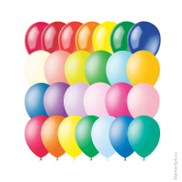 Воздушные шары, 100шт., М12/30см, Поиск, ассорти, пастель+декор, комплект 100 шт