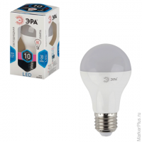 Лампа светодиодная ЭРА, 10 (75) Вт, цоколь E27, грушевидная, холодный белый свет, 25000 ч., LED smdA