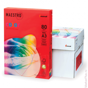 Бумага MAESTRO color А3, 80 г/м2, 500 л., интенсивная кораллово-красная CO44