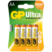 Батарейка GP Ultra AA (LR06) 15AU алкалиновая BC4, 4 шт/в уп