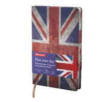 Ежедневник недатированный А5 (138х213 мм), BRAUBERG VISTA, под кожу, гибкий, 136 л., "Great Britain", 112007