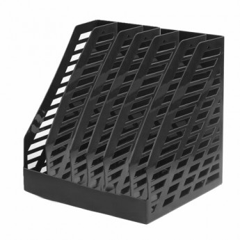 Лоток вертикальный для бумаг BRAUBERG 'MAXI Plus', 240 мм, 6 отделений, сетчатый, сборный, черный, 237015