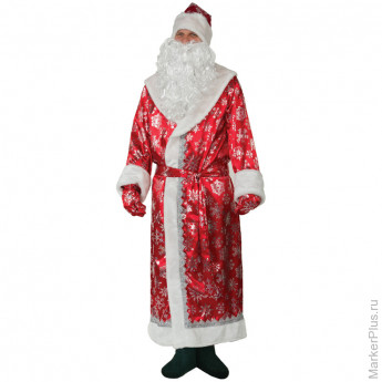 Карнавальный костюм для взрослых "Дед Мороз" р.54-56, сатин, красный