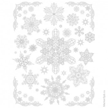 Новогоднее оконное украшение "Снежинки серебряные" 30*38 см