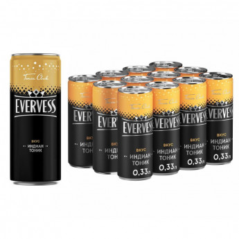 Напиток Evervess Tonic club Индиан Тоник газированный ж/б 0,33л 12шт/уп, комплект 12 шт