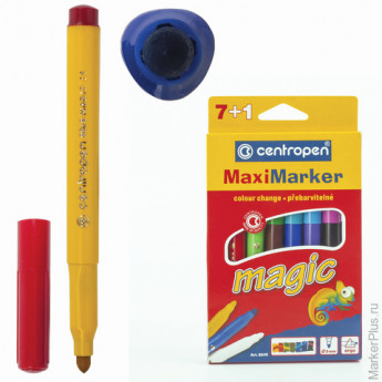Фломастеры CENTROPEN "MAGIC MAXI", 8+1 цветов, ширина линии 2,5 мм, перекрашиваемые, европодвес, 864