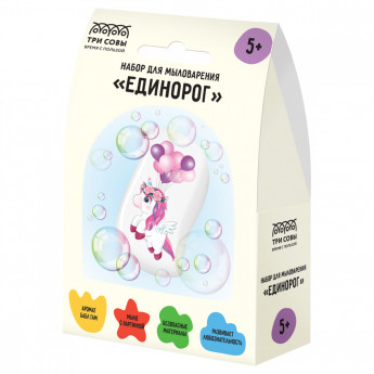 Набор для мыловарения ТРИ СОВЫ 'Единорог', 1 мыло с картинкой, картонная коробка