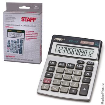 Калькулятор STAFF настольный металлический STF-1212, 12 разрядов, двойное питание, 140х105 мм