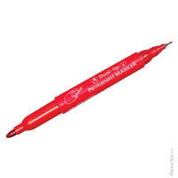Маркер перманентный двухсторонний красный, пулевидный, 0,8-2,2 мм, 5 шт/в уп