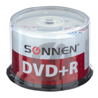 Диски DVD+R (плюс) SONNEN, 4,7 Gb, 16x, Cake Box, 50 шт., 512577, комплект 50 шт