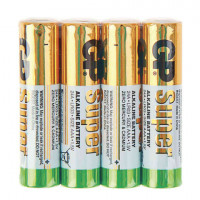 Батарейки GP Super, AAA (LR03, 24А), алкалиновые, 4 шт, в пленке, 24ARS-2SB4, комплект 4 шт