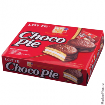 Печенье LOTTE 'Choco Pie' ('Чоко Пай'), прослоенное, глазированное, в картонной упаковке, 336 г (12 
