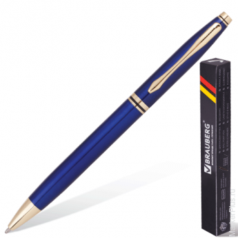 Ручка подарочная шариковая BRAUBERG 'De Luxe Blue', корпус синий, узел 1 мм, линия письма 0,7 мм, синяя, 141412