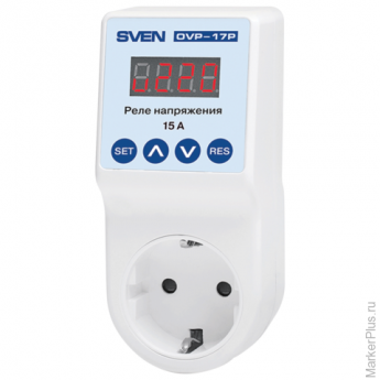Сетевой фильтр SVEN OVP-17P, 1 розетка, индикатор с LED-дисплеем, белый, SV-012489