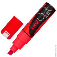 Маркер меловой UNI 'Chalk', 8 мм, КРАСНЫЙ, влагостираемый, для гладких поверхностей, PWE-8K RED