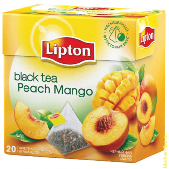 Чай LIPTON (Липтон) "Peach Mango", черный с персиком и манго, 20 пирамидок по 2 г, 21187946