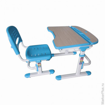 Стол-парта со стулом, комплект, регулируемые, 3-12 лет (рост 113-172 см), белый каркас, голубой, C30