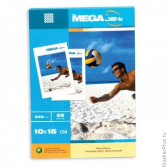 Бумага для цв.струй.печ. MEGAJET (10х15,240г,PHOTO,глянц.,пачка 25л)
