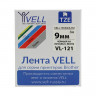 Картридж Vell VL-121 (Brother TZE-121, 9 мм, чер/проз) для PT {Vell121