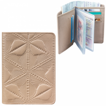 Бумажник водителя FABULA "Abstraction", натуральная кожа, тиснение, 6 пластиковых карманов, серый, B
