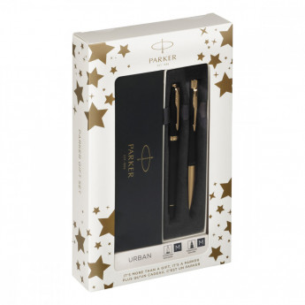 Набор Parker 'Urban Duo': ручка шариковая Urban Black GT, синяя, 1,0мм + перьевая ручка Urban Black GT
