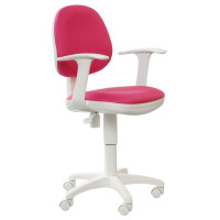 Кресло детское Бюрократ CH-W356, PL, ткань розовая, механизм качания, пластик белый