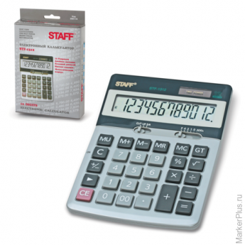 Калькулятор STAFF настольный металлический STF-1312, 12 разрядов, двойное питание, 170х125 мм