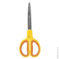 Ножницы BRAUBERG "Extra" 185 мм, классической формы, ребристые резиновые вставки, оранжево-желтые, 2