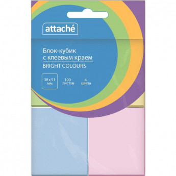 Стикеры ATTACHE Bright colours с клеев. краем 38x51 компле кт 4 цвета 100л